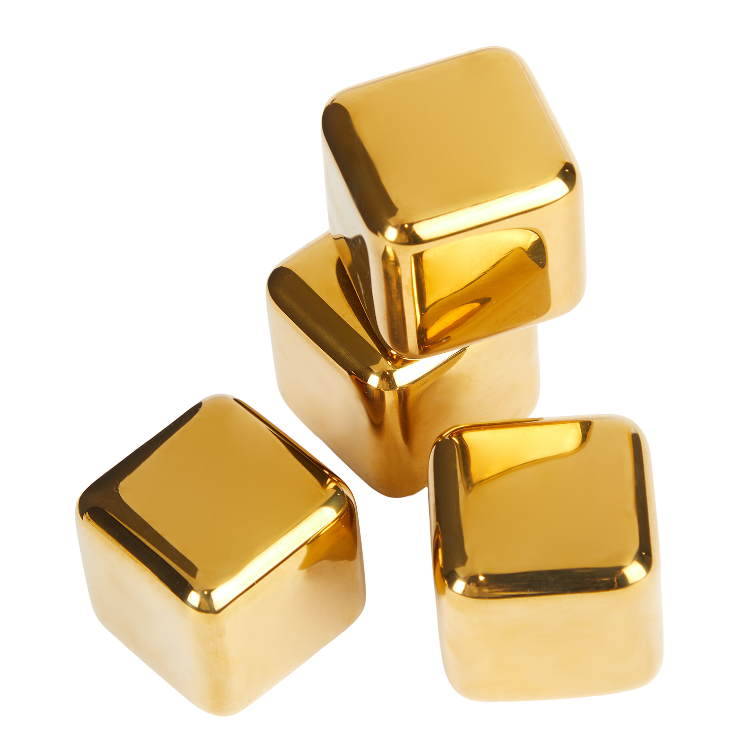 COLD AS ICE set de 4 cuburi de gheata din otel inoxidabil, auriu