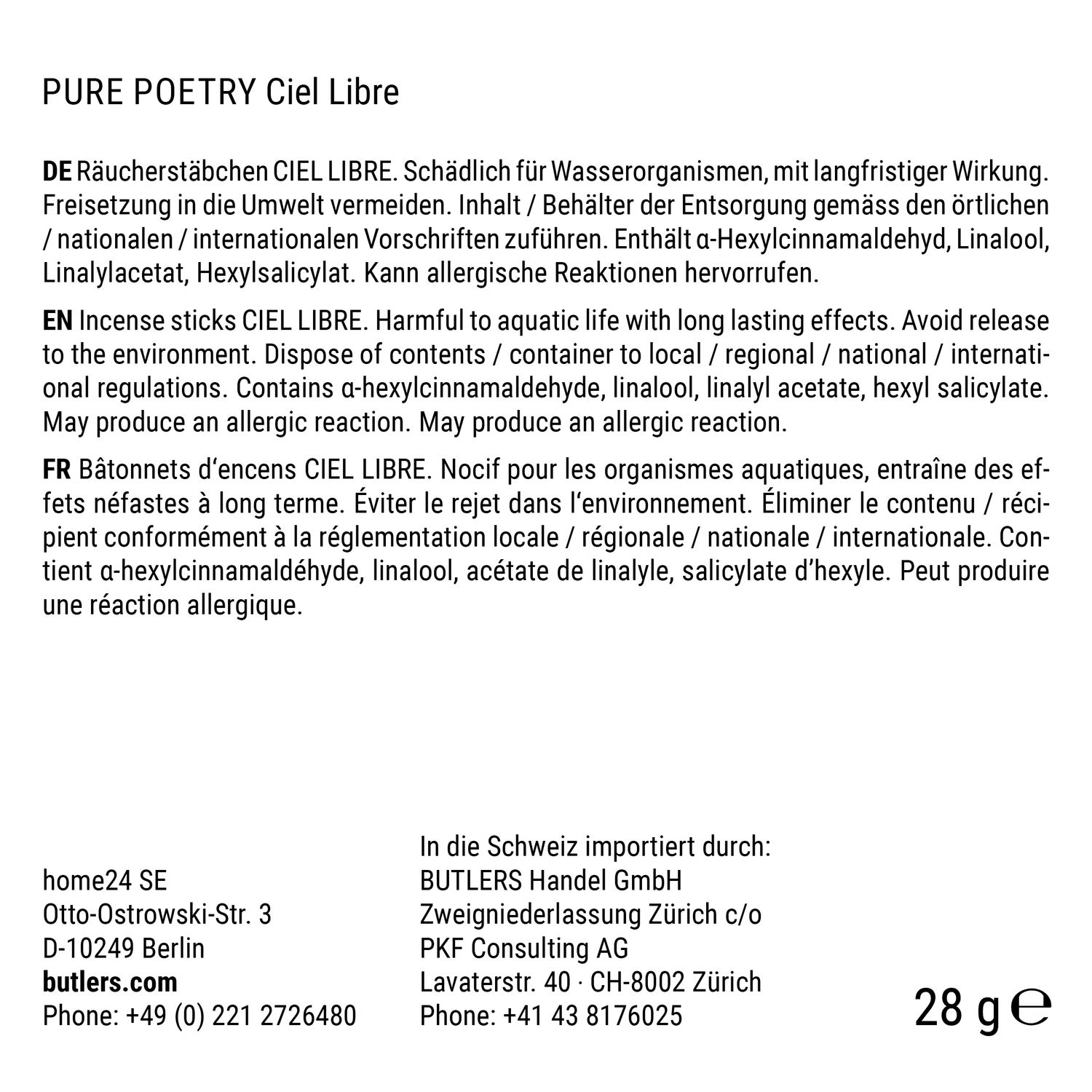 PURE POETRY betisoare parfumate - Ciel Libre