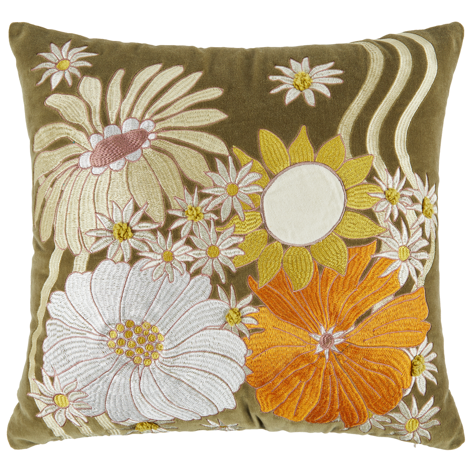 BOHEMIAN perna 50x50cm flori anii 70 gri